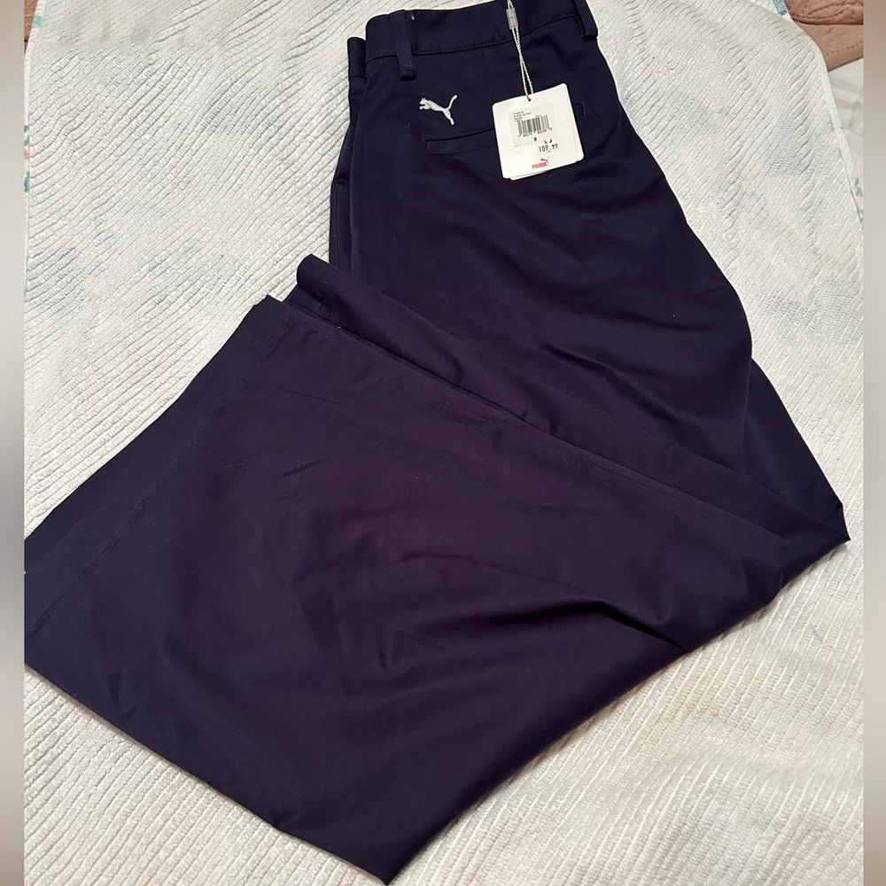 NWT Puma blue wide leg pants. Stretch waistband. Size 8.
